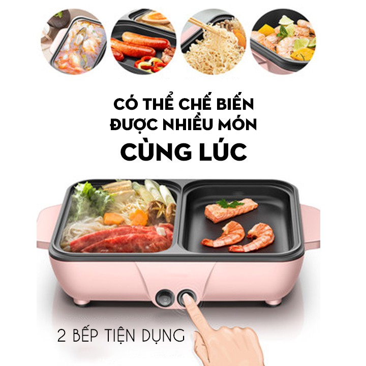 [HCM]Bếp điện lẩu nướng 2 ngăn mini