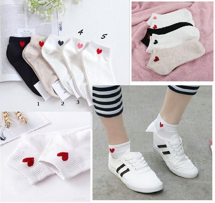 combo 5 đôi tất Cổ Tim ngắn cổ dễ thương