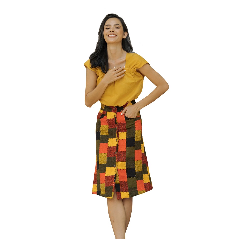 Áo Kiểu Cổ Vuông Linen Vàng Serect AK389-V
