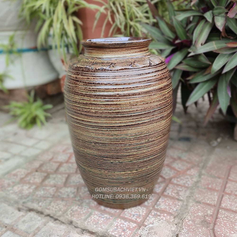 Bình hoa gốm sứ  bát tràng kiểu dáng Chum