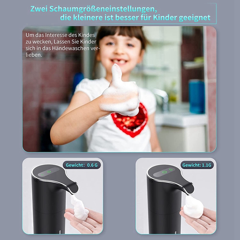 Automatic Soap Dispenser Black, Foam Soap Dispenser Rechargeable Non-Contact Automatic Soap Dispenser for Bathroom