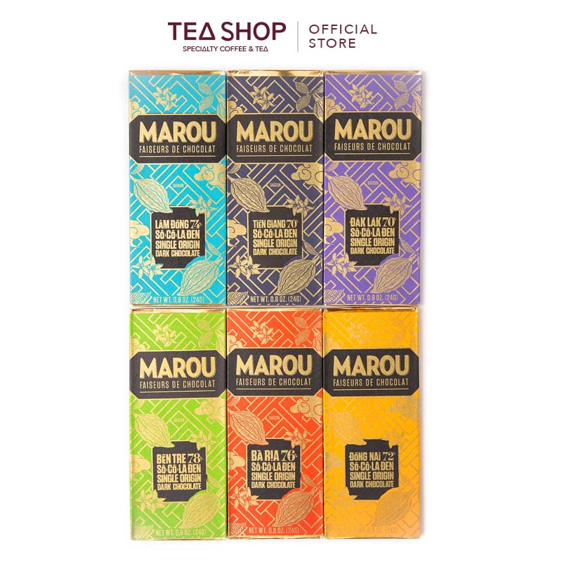 [SET 6 Thanh MAROU Single Origin Mini] Socola đen nguyên chất (6 x 24g)