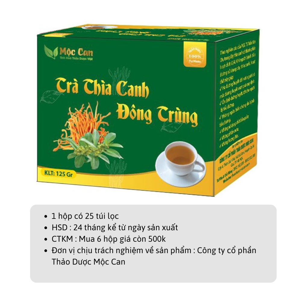 Trà túi lọc dây thìa canh đông trùng