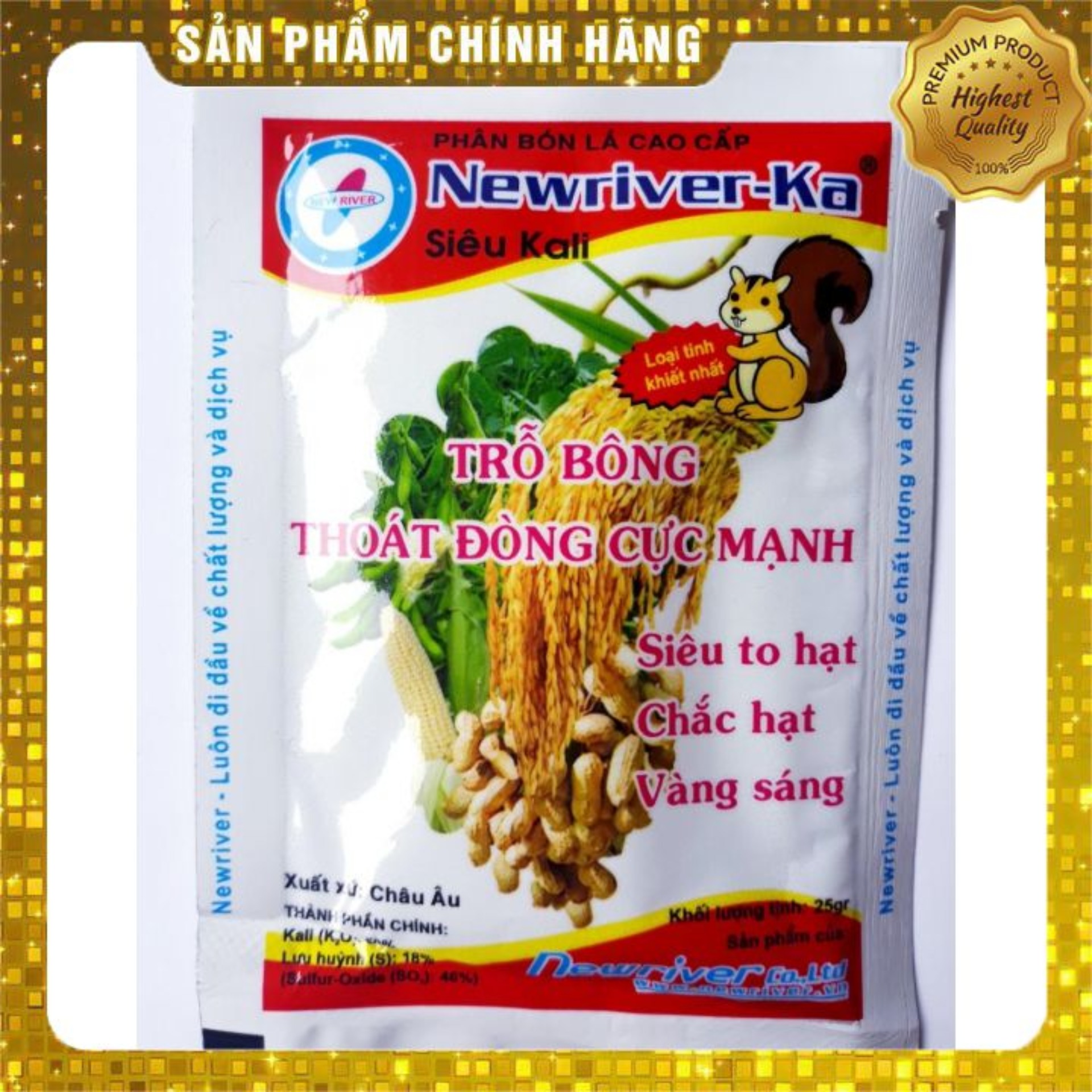 Combo 2 gói siêu kali newriver-ka siêu to hạt, chắc hạt, vàng sáng.