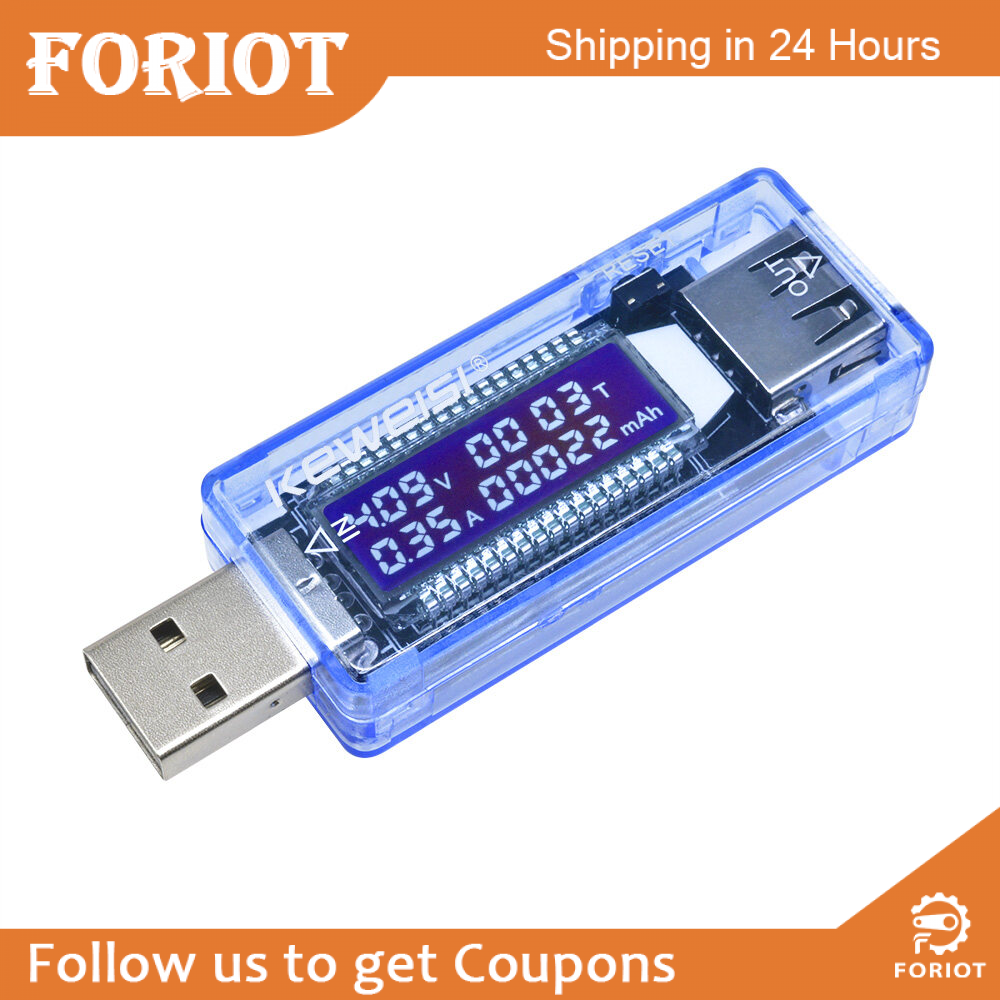 Foriot Thiết Bị Kiểm Tra Dòng Điện Và Điện Áp USB Màn Hình LCD, Đồng Hồ Vạn Năng Kiểm Tra Điện Áp 3.7-7V 0-3A, Thiết Bị Kiểm Tra Sạc USB