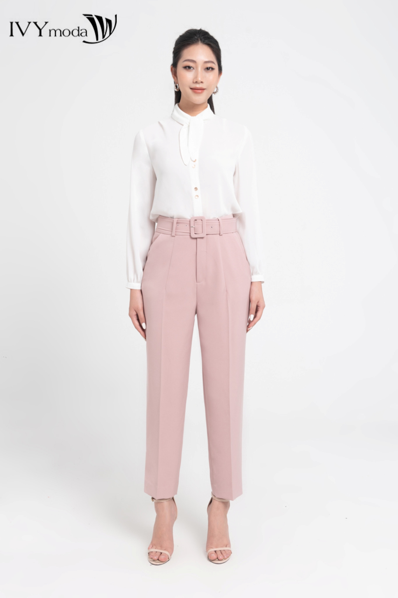 Quần baggy phối đai ivy moda ms 22m8250