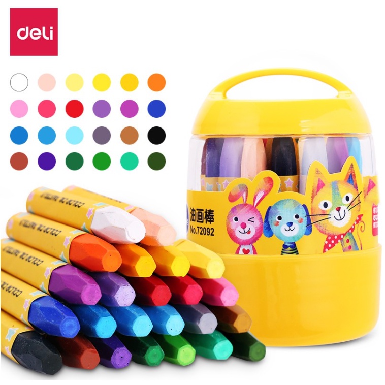 Bút sáp dầu học sinh hộp nhựa Deli - 12/18/24 màu - 72090/72091/72092