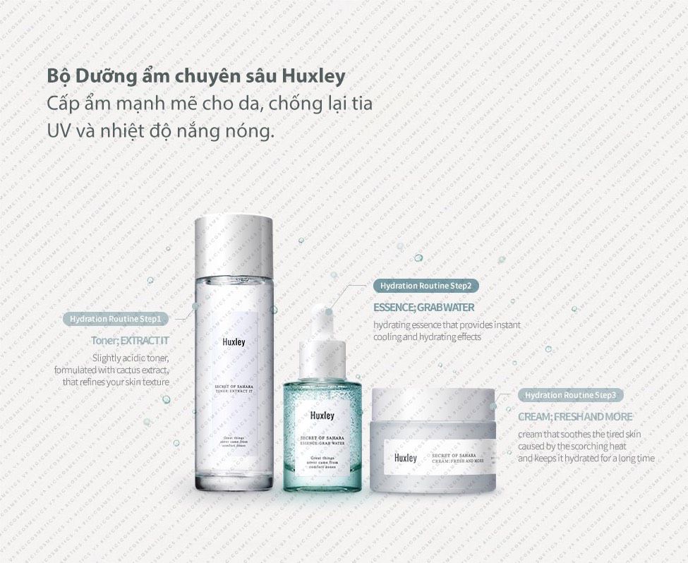 Set Huxley Cấp Ẩm Da Dầu, Phục Hồi Da (Kem Dưỡng Huxley, Toner Huxley, Serum Huxley)
