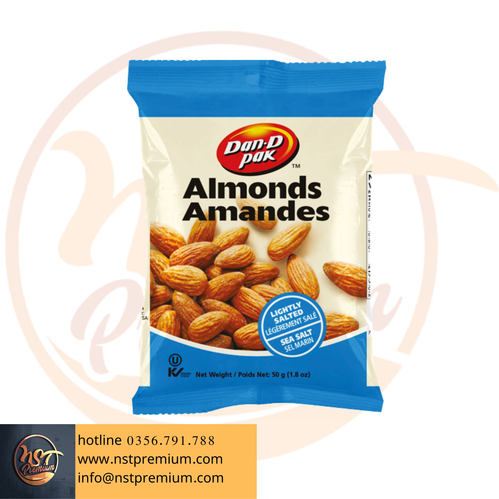[Rẻ Vô Địch] Hạnh Nhân Có Muối 50gr USA Dan D Pak