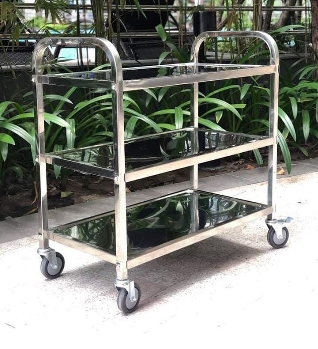 XE ĐẨY PHỤC VỤ 3 TẦNG BẰNG INOX