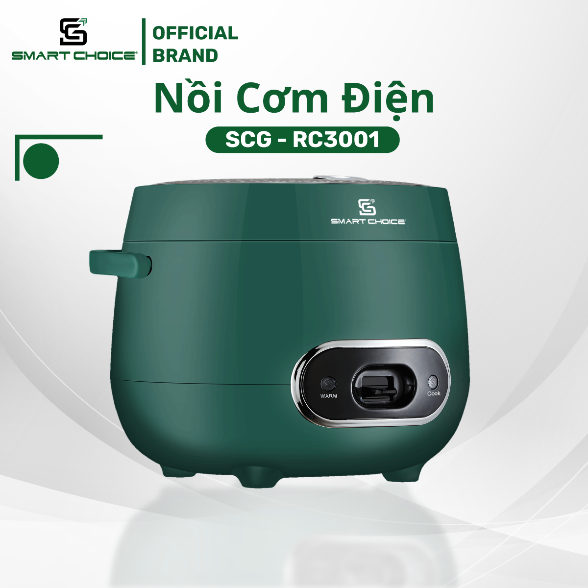 Nồi Cơm Điện Mini 1.2L SMARTCHOICE SCG-RC3001 Lòng Nồi Ceramic Siêu Bền An Toàn Sức Khỏe Nấu Hầm Luộc Hấp