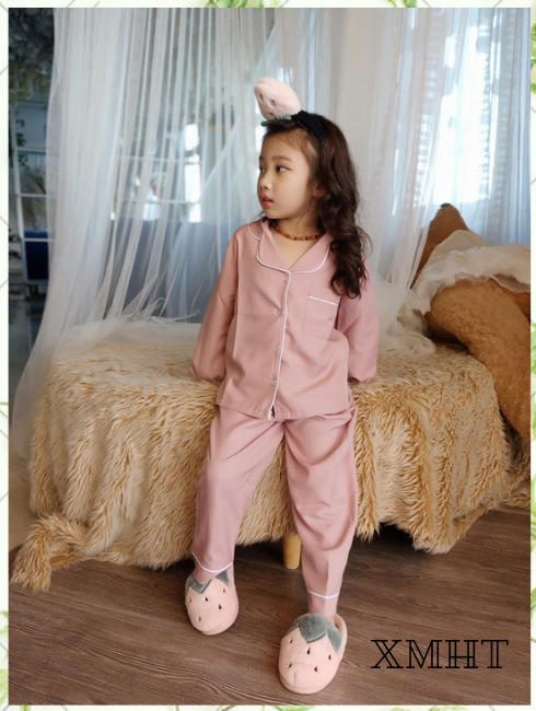đồ bộ mặc nhà cho bé vải phi lụa mờ ( không bóng) 193