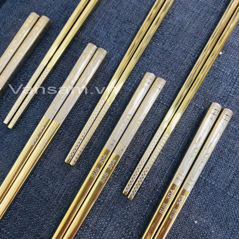 Bộ 5 đôi đũa inox 304 vàng Hàn Quốc cao cấp