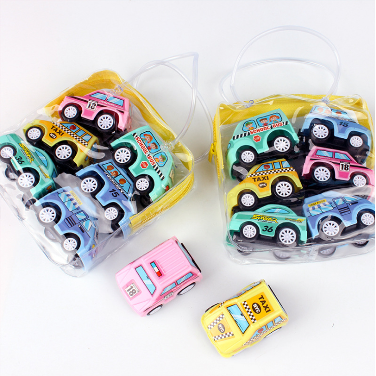 Set 6 Xe Đồ Chơi Chạy Dây Cót Cho Bé Kèm Túi Đựng