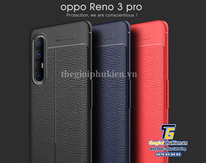 Ốp lưng OPPO Reno3 Pro silicon giả da, chống sốc Auto Focus