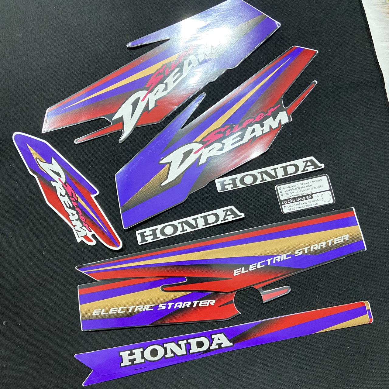 [HCM]( MÀU NÂU TÍM ) Bộ tem rời dán xe Super Dream đời đầu năm 1999-2000