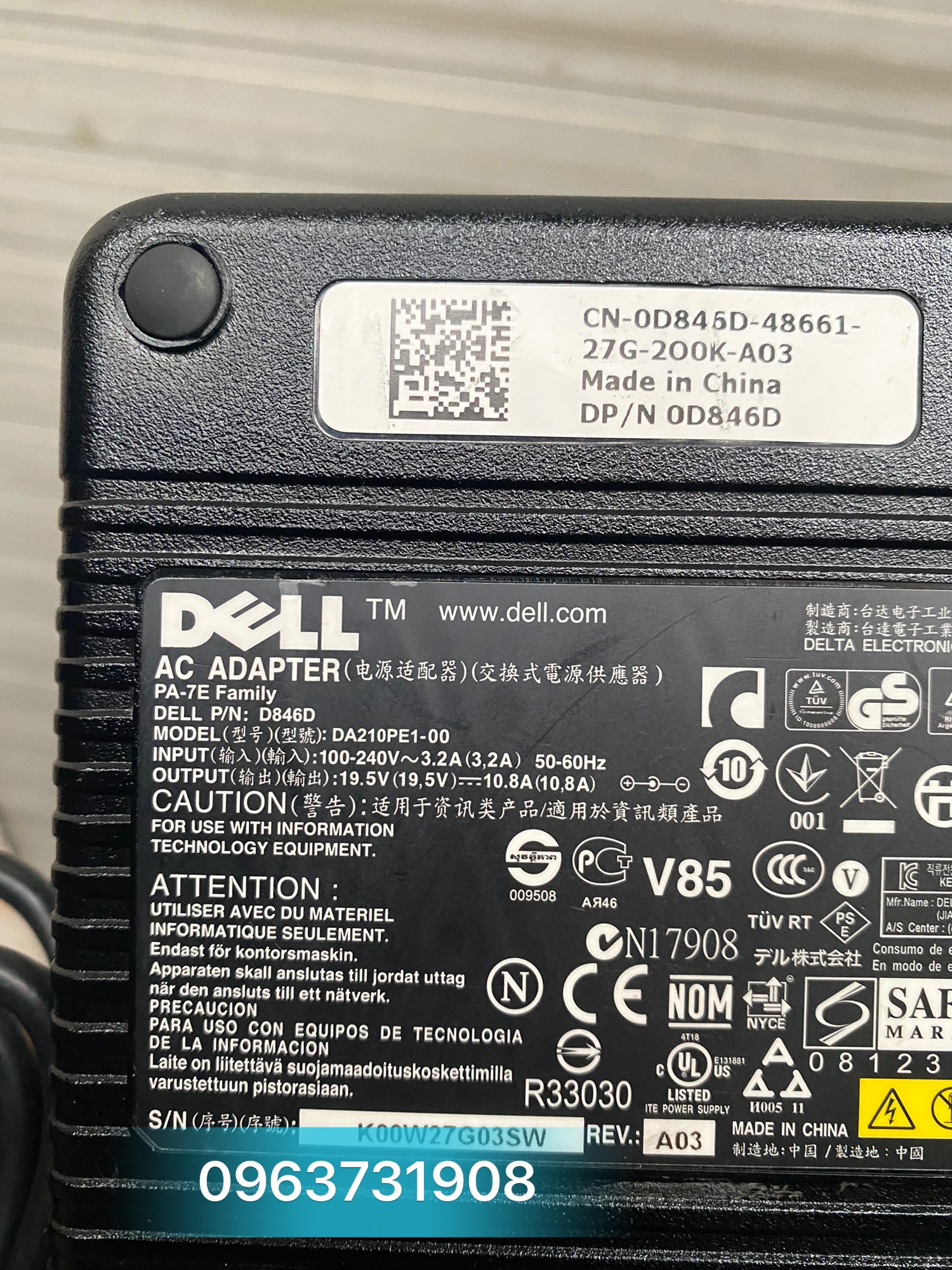 Sạc laptop dell 19.5v-10.8a bảo hành 12 tháng