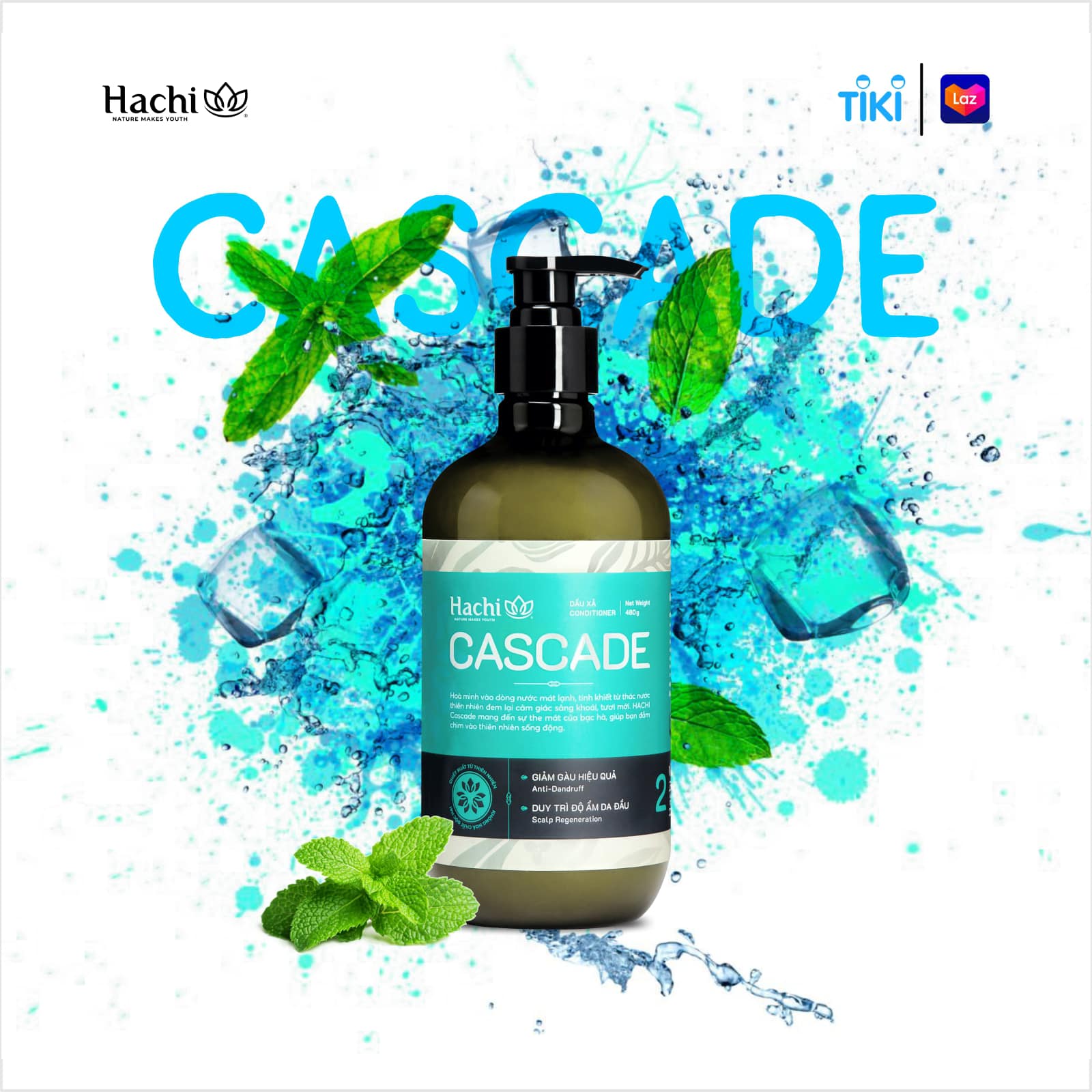 Dầu xả cao cấp olive Hachi Cascade dành cho tóc gàu