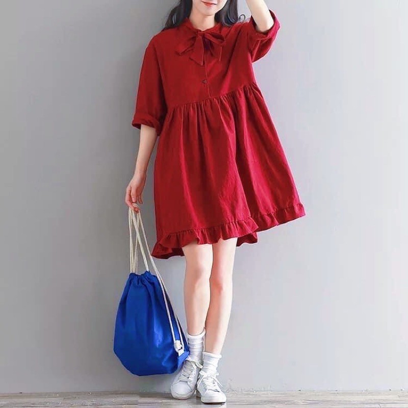 ĐẦM BABYDOLL ĐỎ CÓ NƠ CỔ (có ảnh thật) MS47