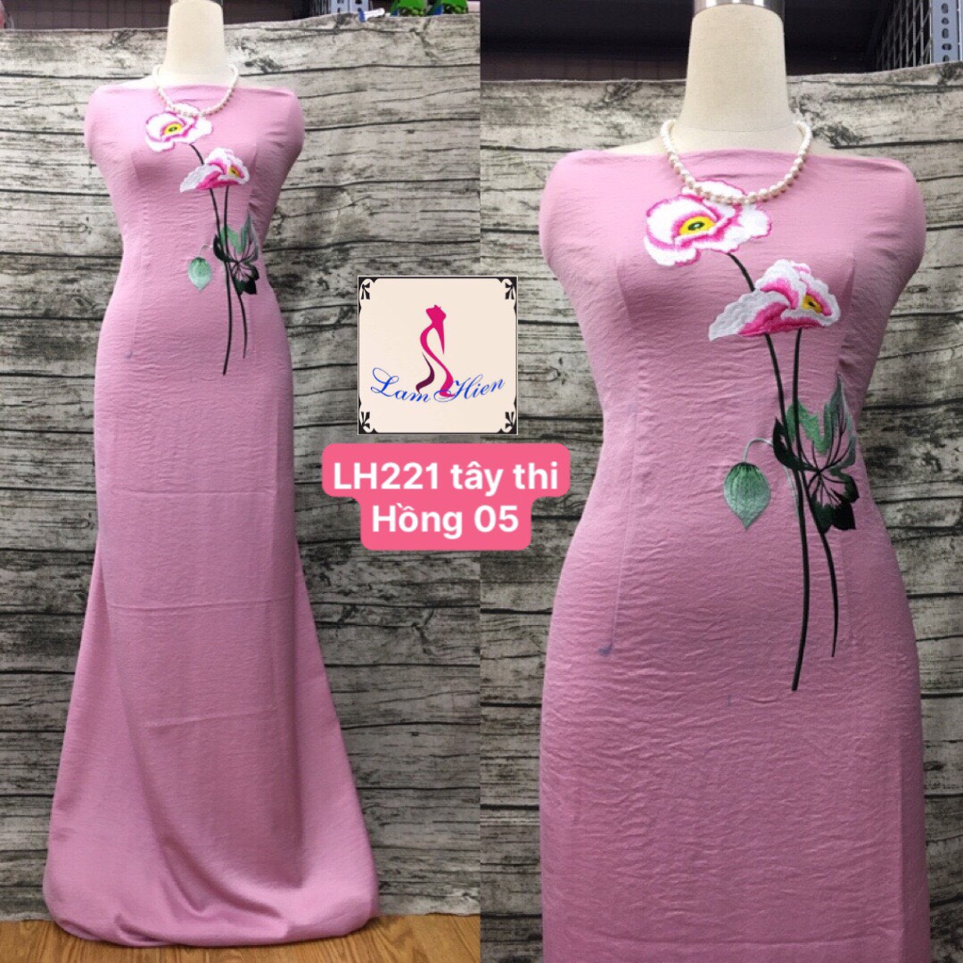 Vải áo dài lụa tây thi bông thêu LH221