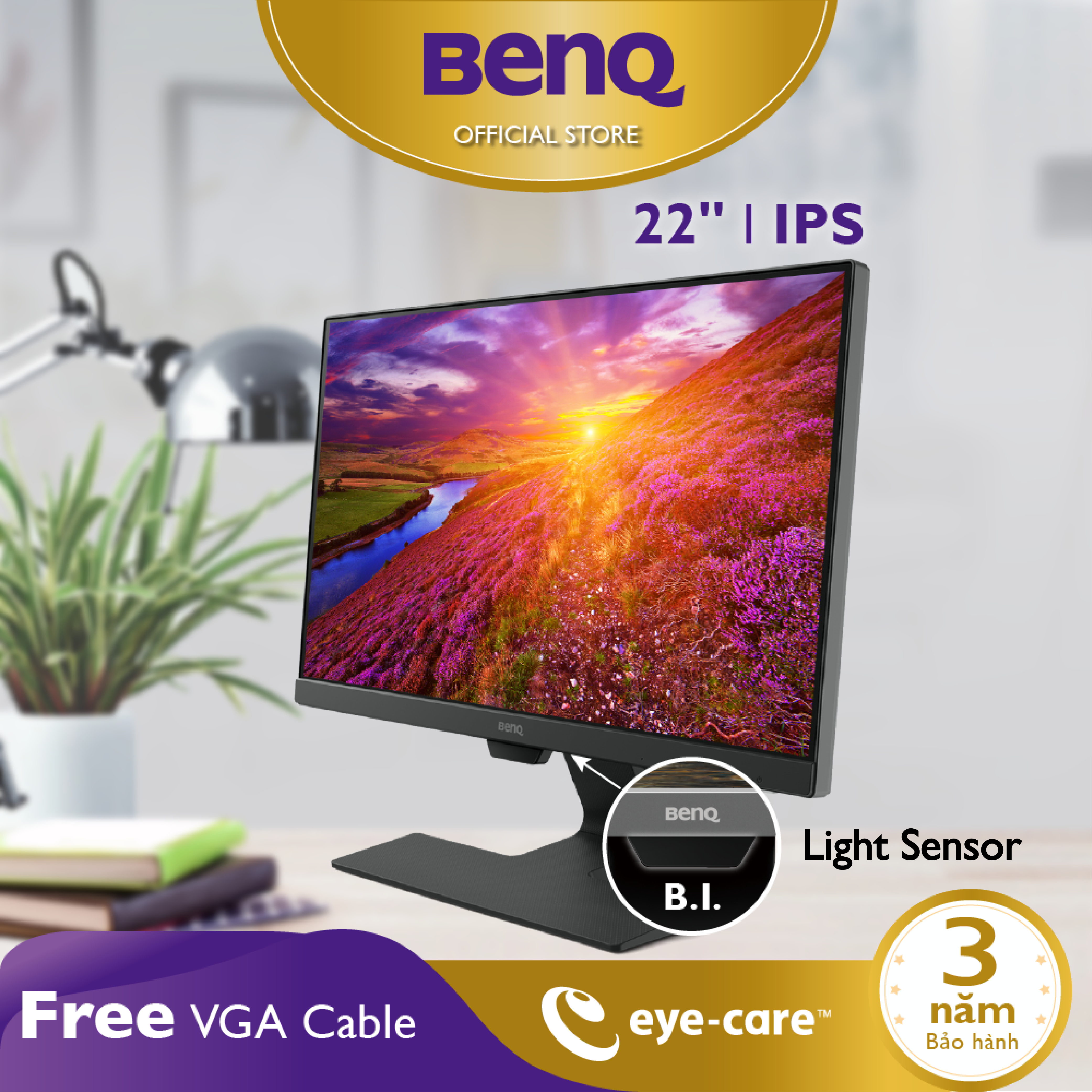 Màn hình máy tính BenQ GW2283 22 Inch Full HD 1920 x 1080 IPS 5ms 60Hz IPS Speaker 1W x 2 Eye-care chuyên Làm việc tại nhà và Giải tri cá nhân