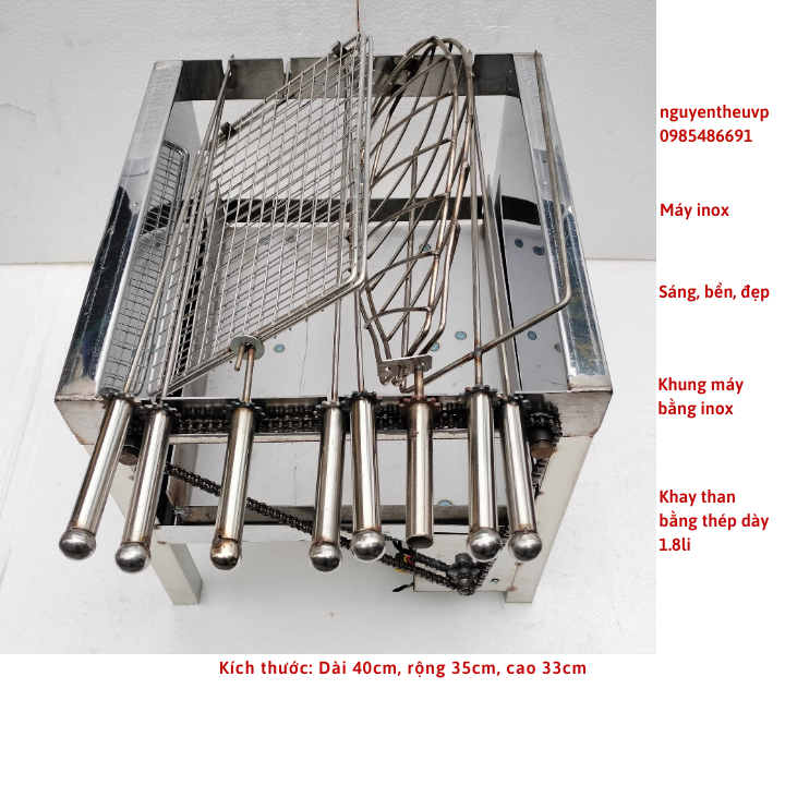 Máy nướng thịt, chả mini tự động chuẩn (xiên  inox đi kèm máy)