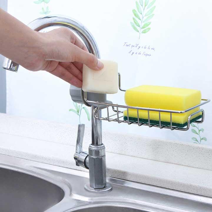 [HCM]Khay inox gắn vòi rửa chén