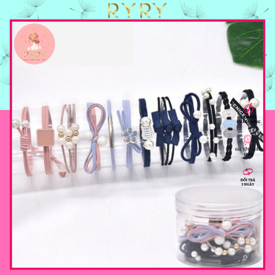 Set 12 Dây Cột Tóc xinh xắn dành cho nữ -4 màu lựa chọn