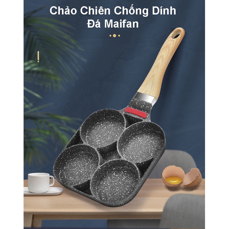 Chảo Rán Trứng Chống Dính 4 Lỗ Tròn, Chiên rán
