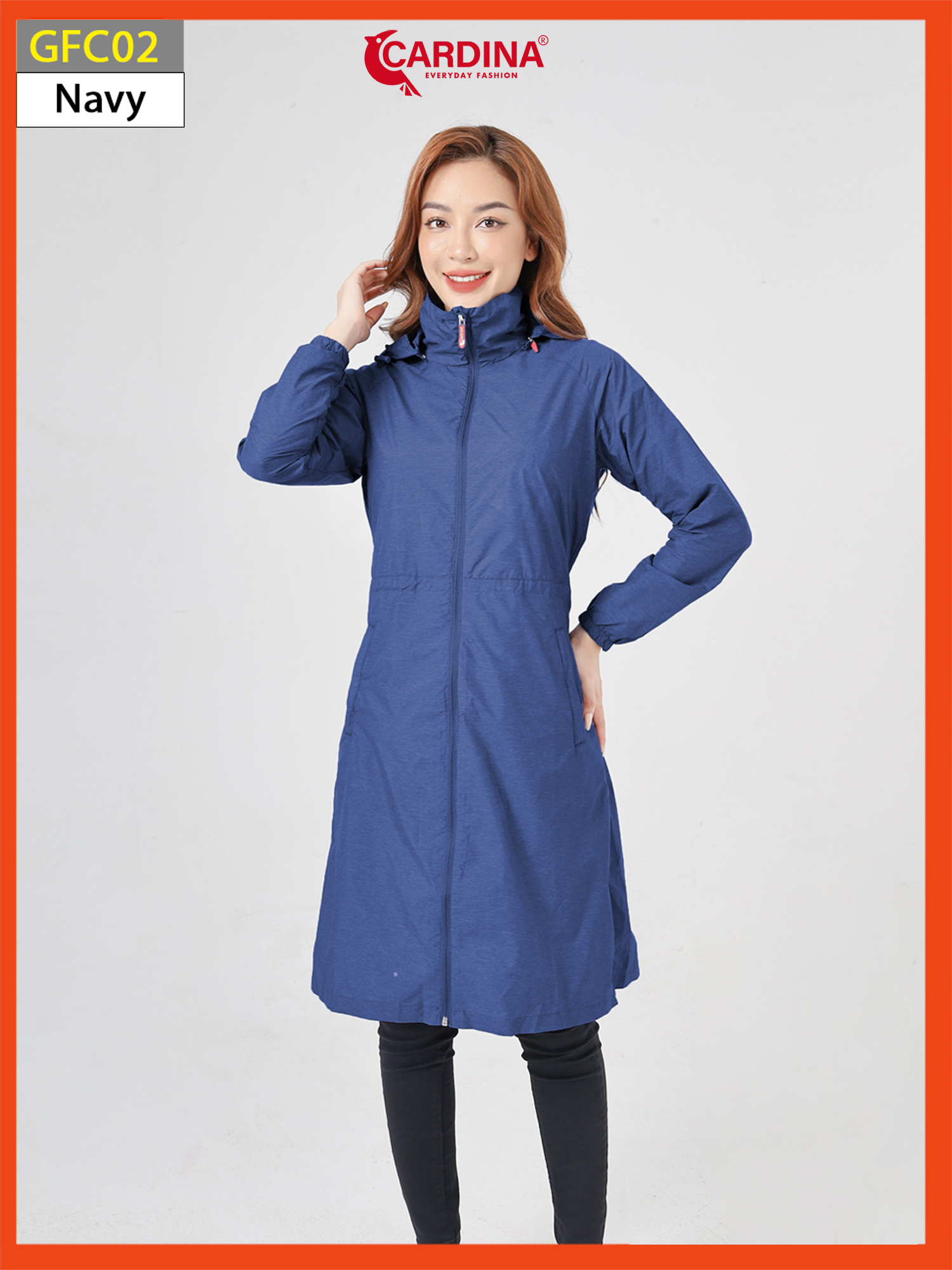 Áo khoác gió nữ 𝐂𝐀𝐑𝐃𝐈𝐍𝐀 choàng 2 lớp vải gió xước lót lưới cản gió chống thấm nước GFC