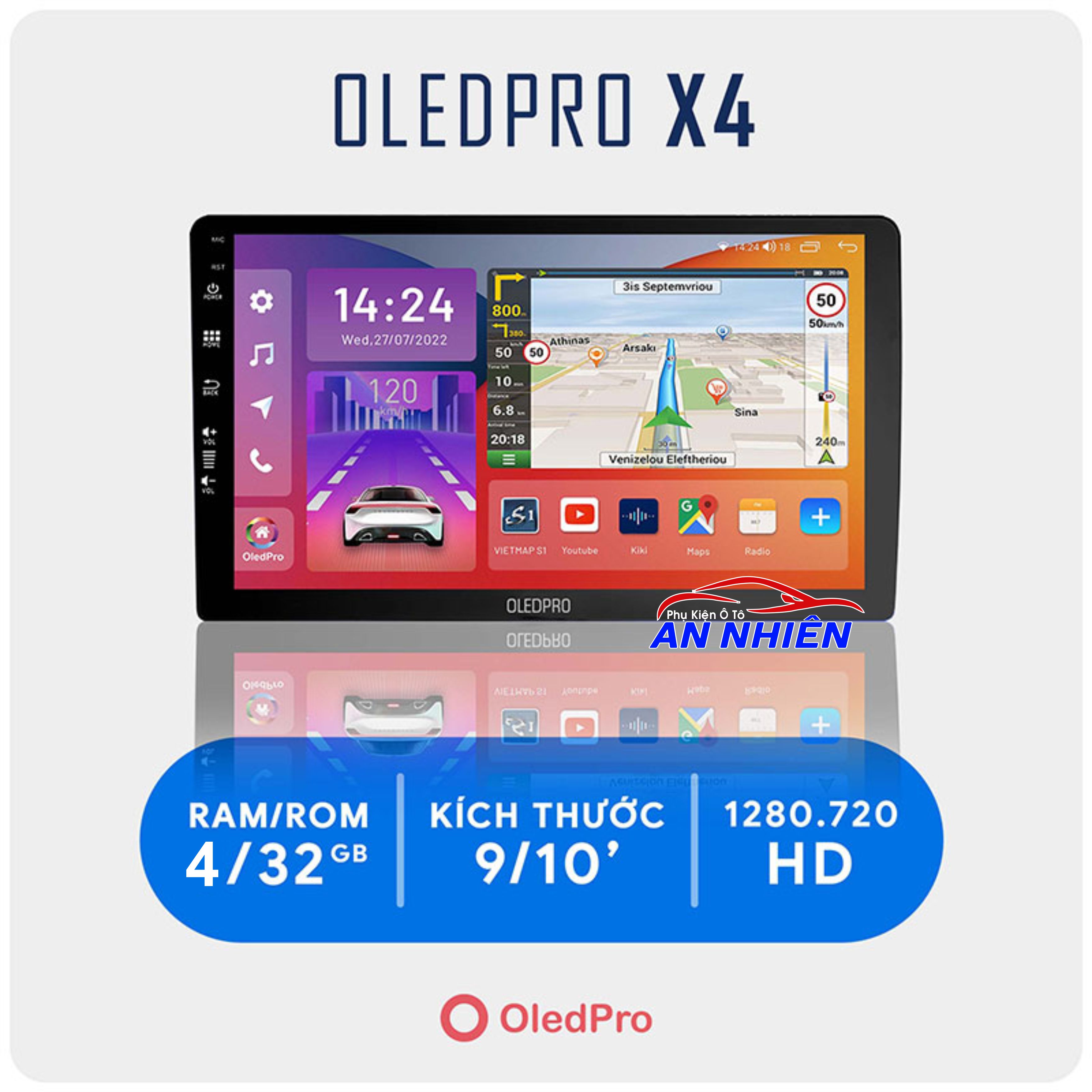 [Kho Hải Phòng] Màn hình Android OLEDPRO X4 9inch 10inch Cho Ô Tô Xe Hơi