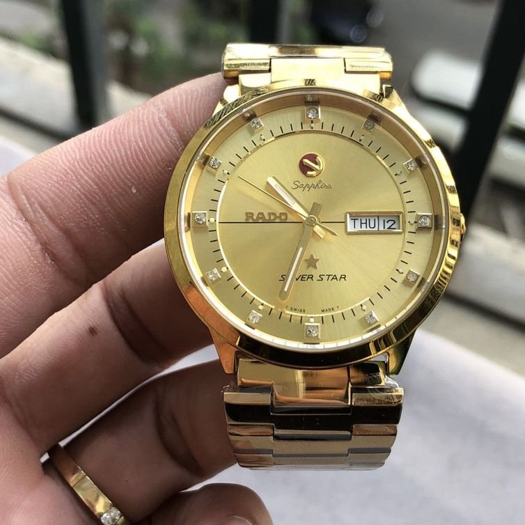Đồng hồ nam Rado mỏ neo máy nhật vỏ vàng