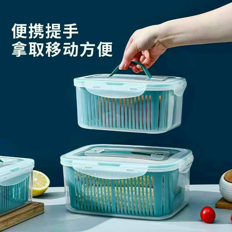 Sét 5 hộp đựng thực phẩm có nắp đậy cao cấp, khay nhựa để tủ lạnh kèm rổ ráo nước bảo quản thức ăn tiện dụng kích thước khác nhau giúp Bảo Quản Thức Ăn Tiện Dụng- hộp đựng thực phẩm đa năng 2 lớp có nắp đậy