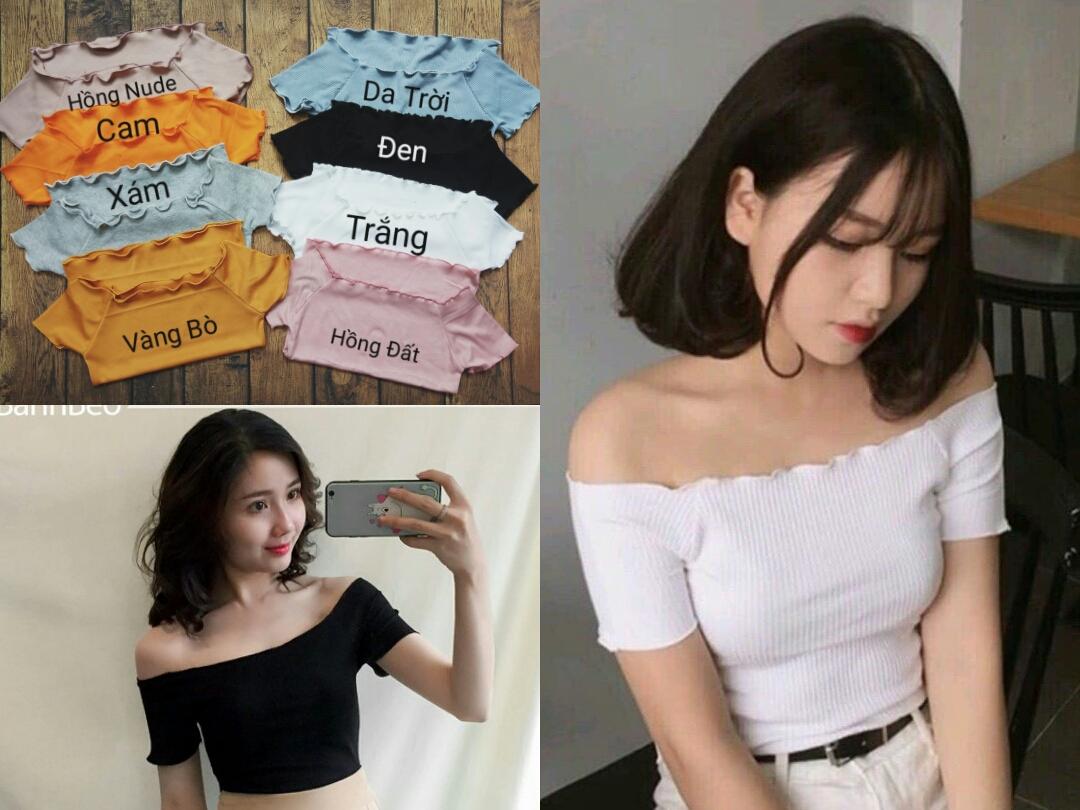 Áo Trễ vai Thun Gân Co giãn tốt