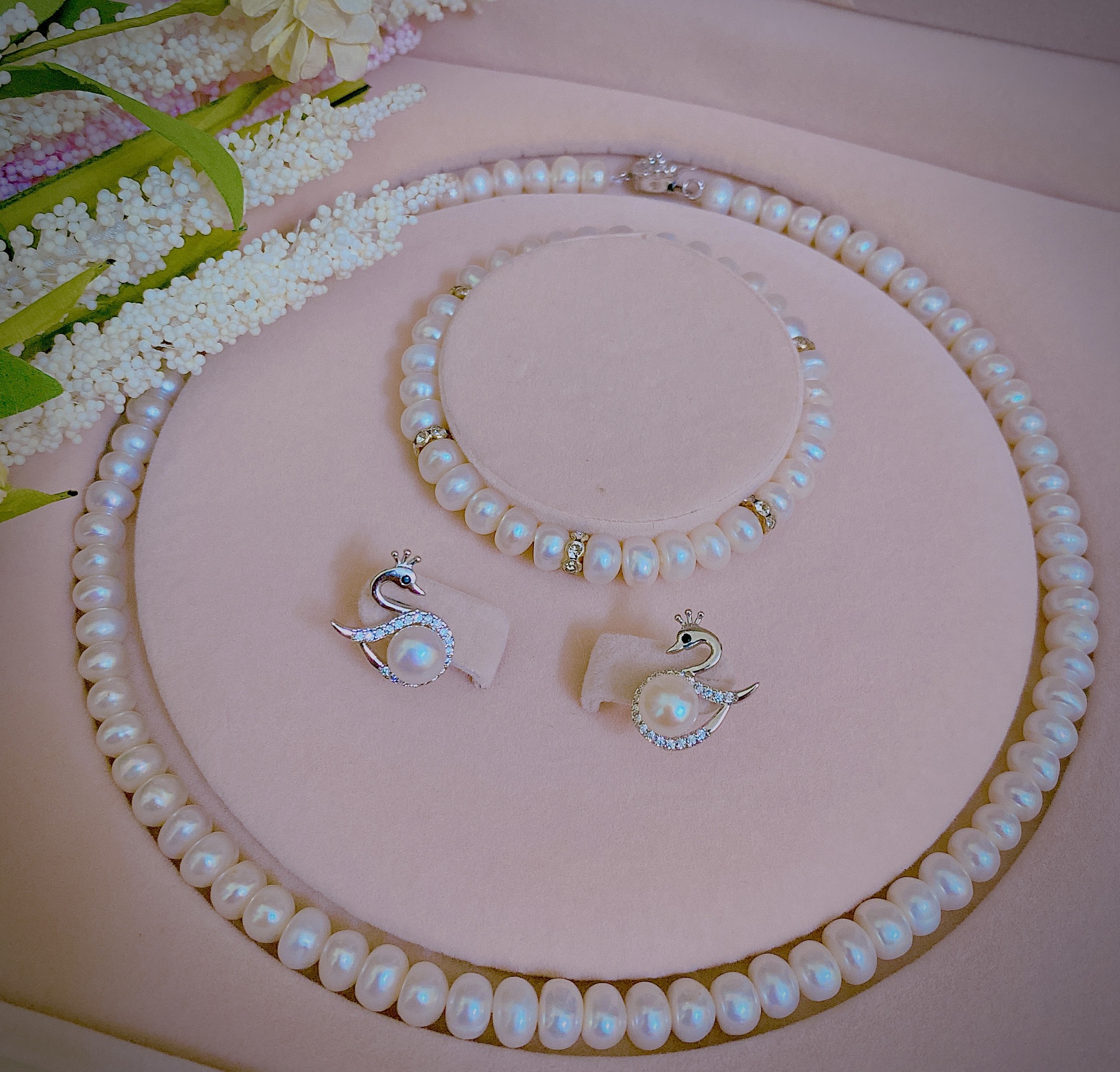 Pearl set genuine natural freshwater beads corn ball beauty-silver jewelry and boys Booth genuine commitment real pearl