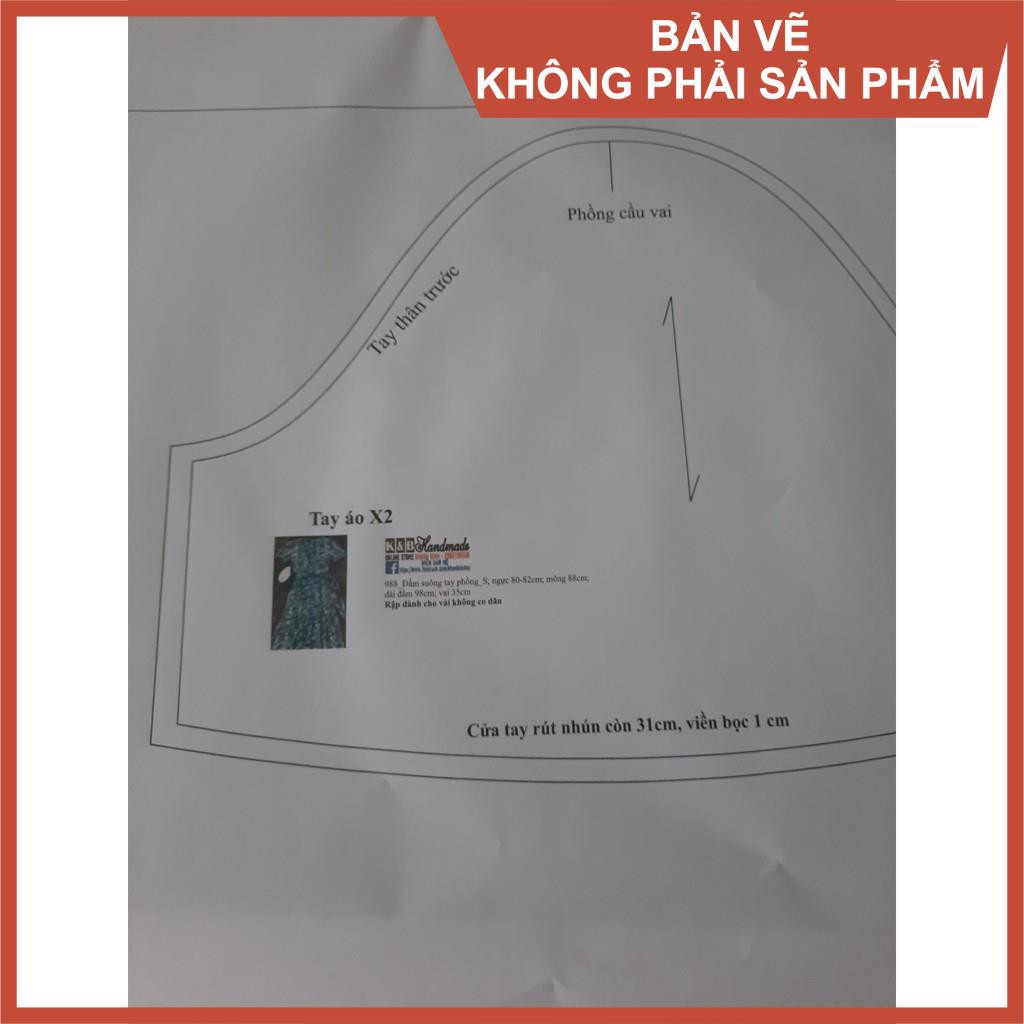 Rập giấy A0 mã 988- rập đầm đuôi cá tay phồng (BẢN VẼ)