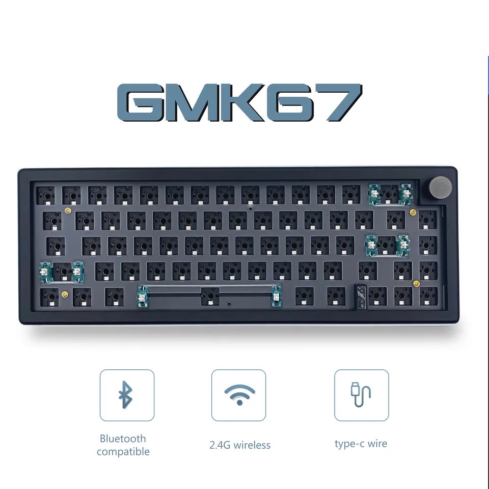 Kit GMK67 - Kit bàn phím cơ không dây GMK67 Mạch Xuôi / Gasket Mount (Bluetooth 5.0 / Wireless 2.4Ghz / Hotswap / Led RGB)