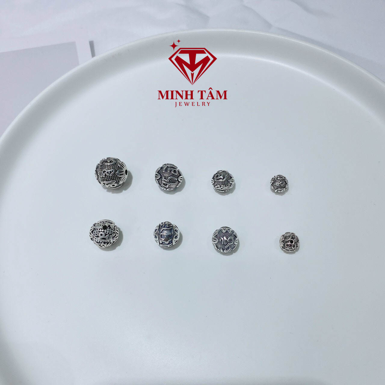 Charm cầu khắc chú Omani bạc S925