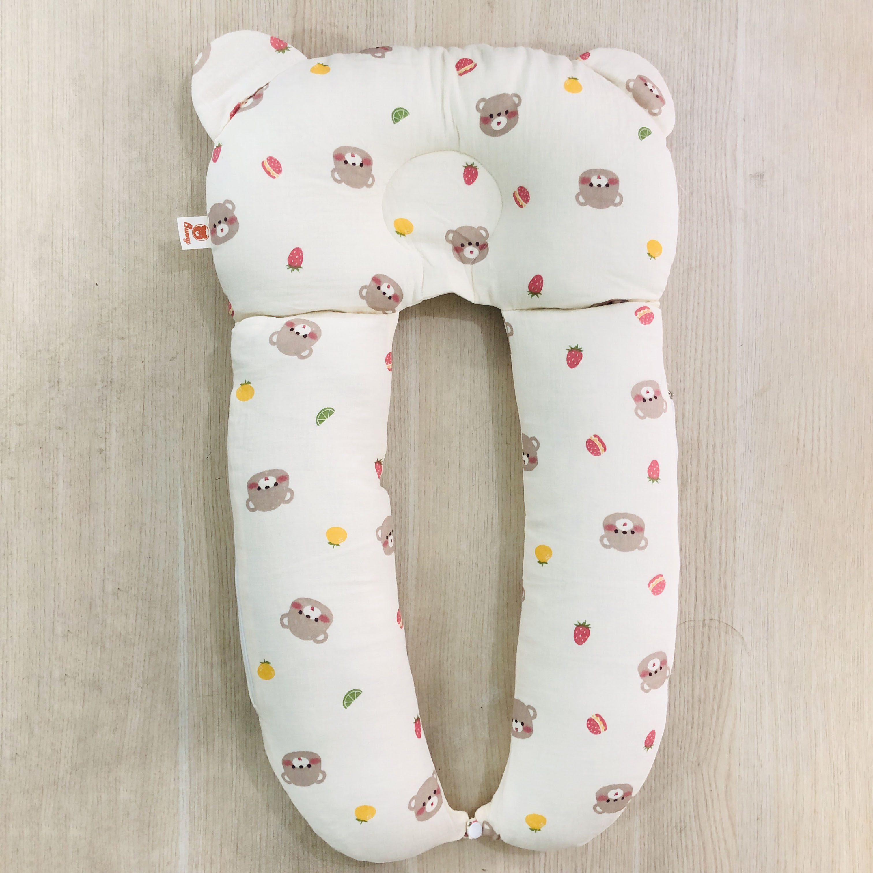Gối chữ U cho bé sơ sinh Bunny vải xô Muslin đa năng làm gối đầu, gối ôm, gối chặn chống giật mình giúp bé ngủ ngon