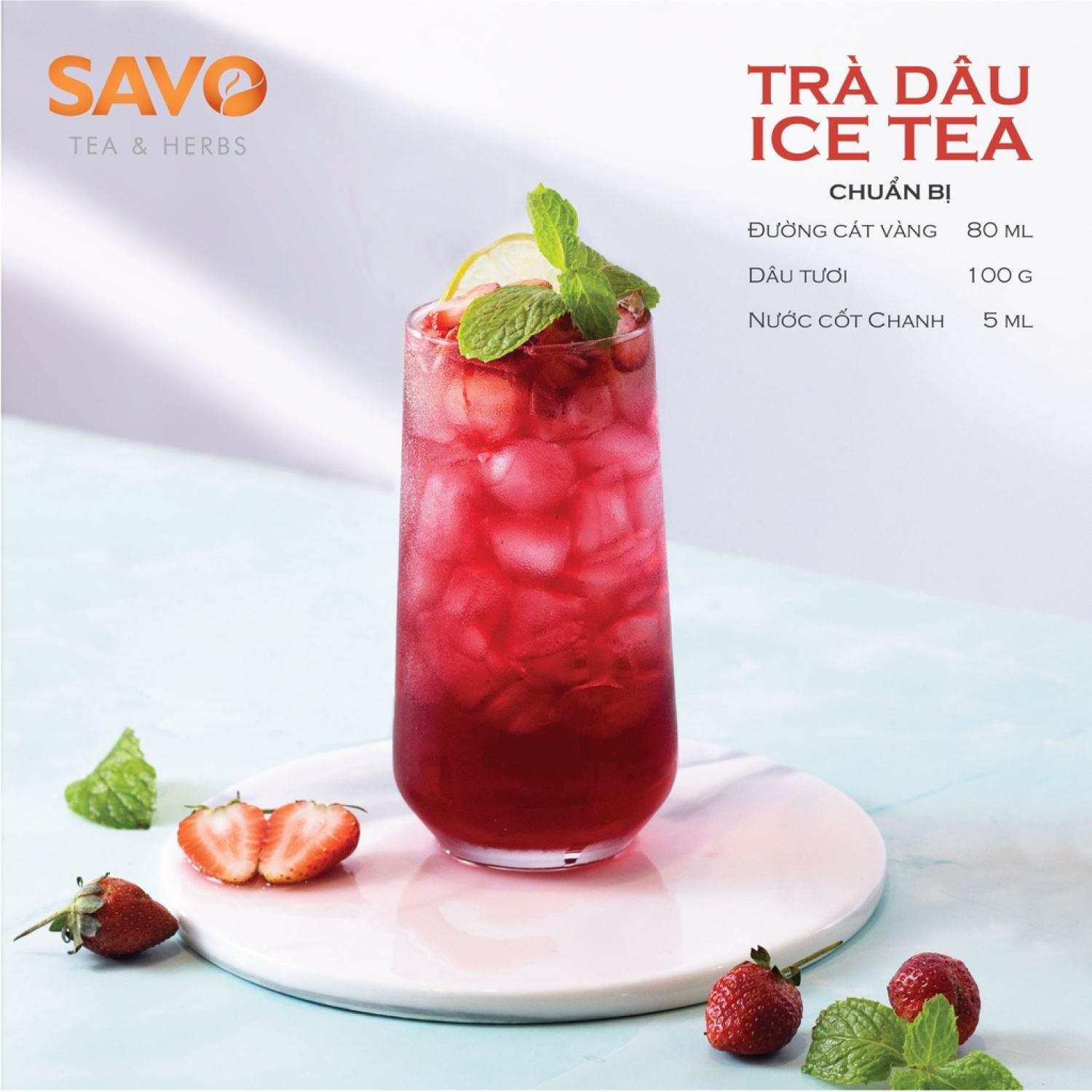 Trà dâu hòa tan SAVO (Túi 800g)