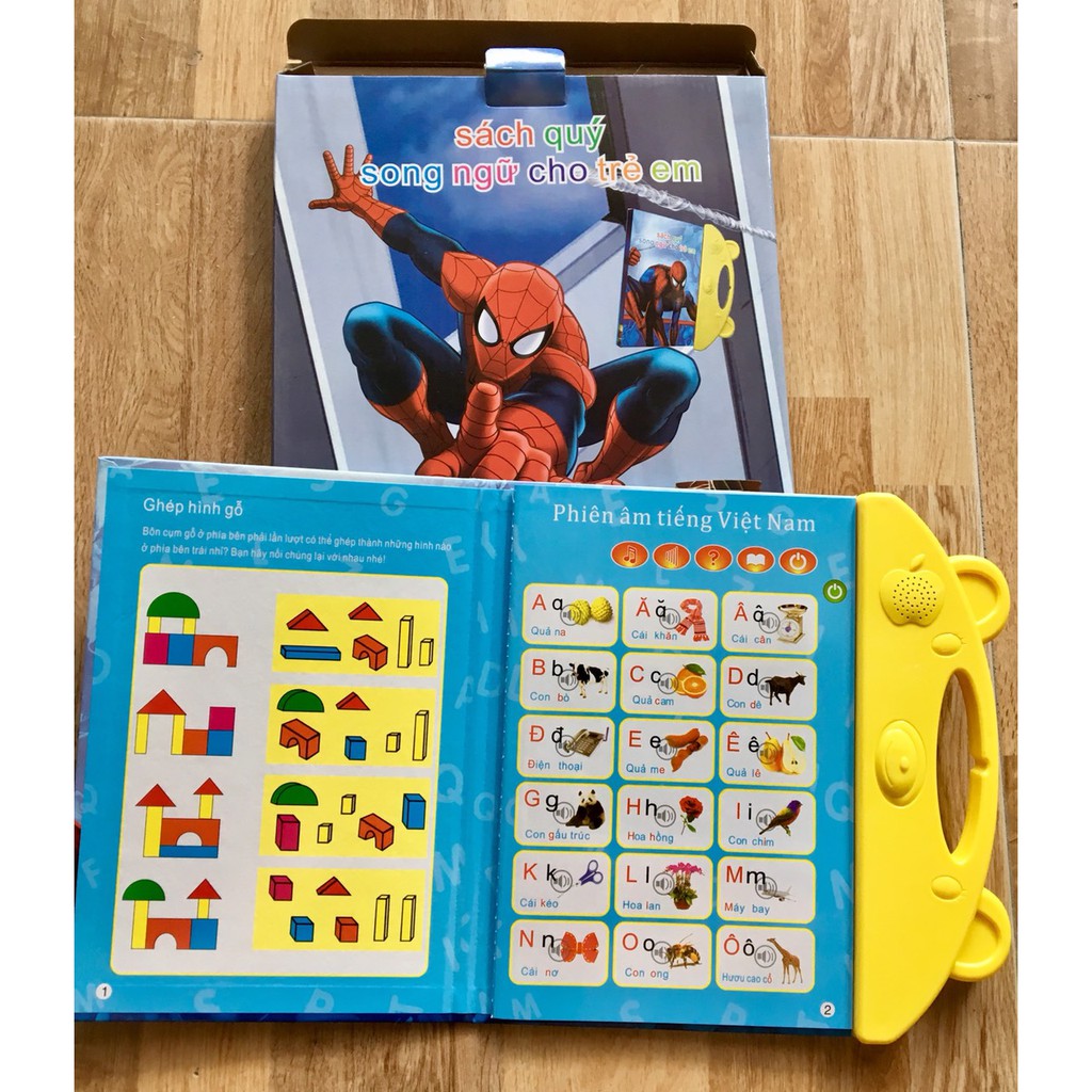 Tặng pin - Sách điện tử thông minh Song Ngữ Anh - Việt giúp bé học đọc học viết tốt hơn kèm bút viết xóa được