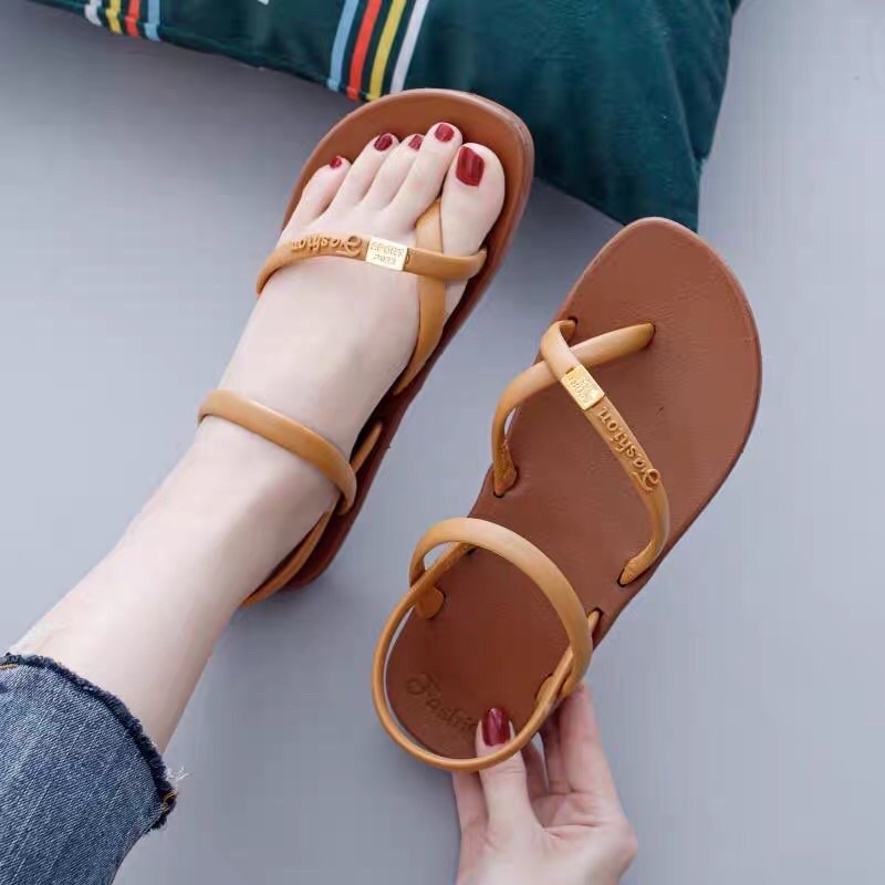 Giày sandal nữ đi mưa quai chéo xỏ ngón siêu êm siêu bền mang đi học đi làm đi chơi - GL038