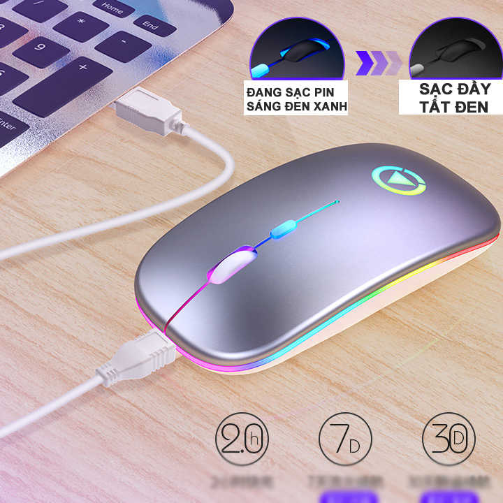 Chuột Không Dây YINDIAO A2/ A6 - Chống Ồn - Pin Sạc  đèn led tinh tế và thời thượng