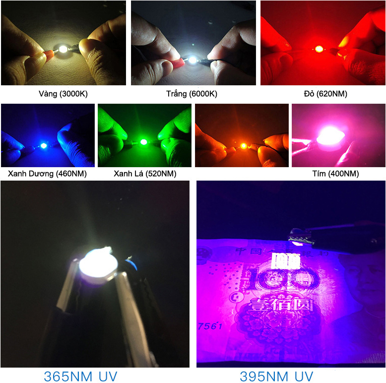 Bộ 10 chip Led Luxeon 1W - đèn led nhiều màu