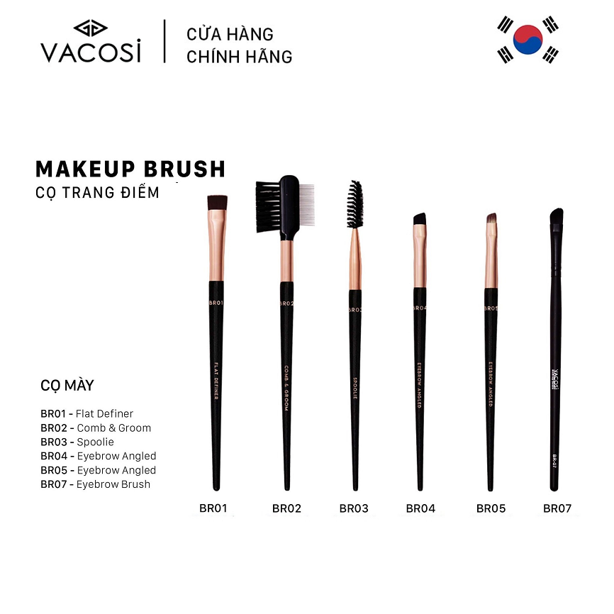 Vacosi Cọ Mày Đầu Cứng Eyebrow Angled Brush BR05
