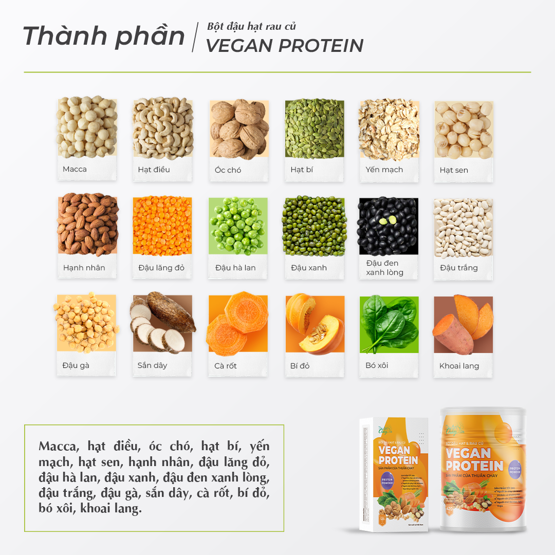BỘT ĐẬU HẠT & RAU CỦ VEGAN PROTEIN - 420g