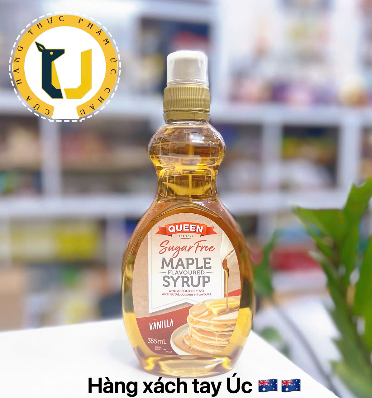 (HÀNG ÚC) Siro lá phong KO ĐƯỜNG QUEEN Sugar Free MAPLE Flavoured Syrup chai 355ML