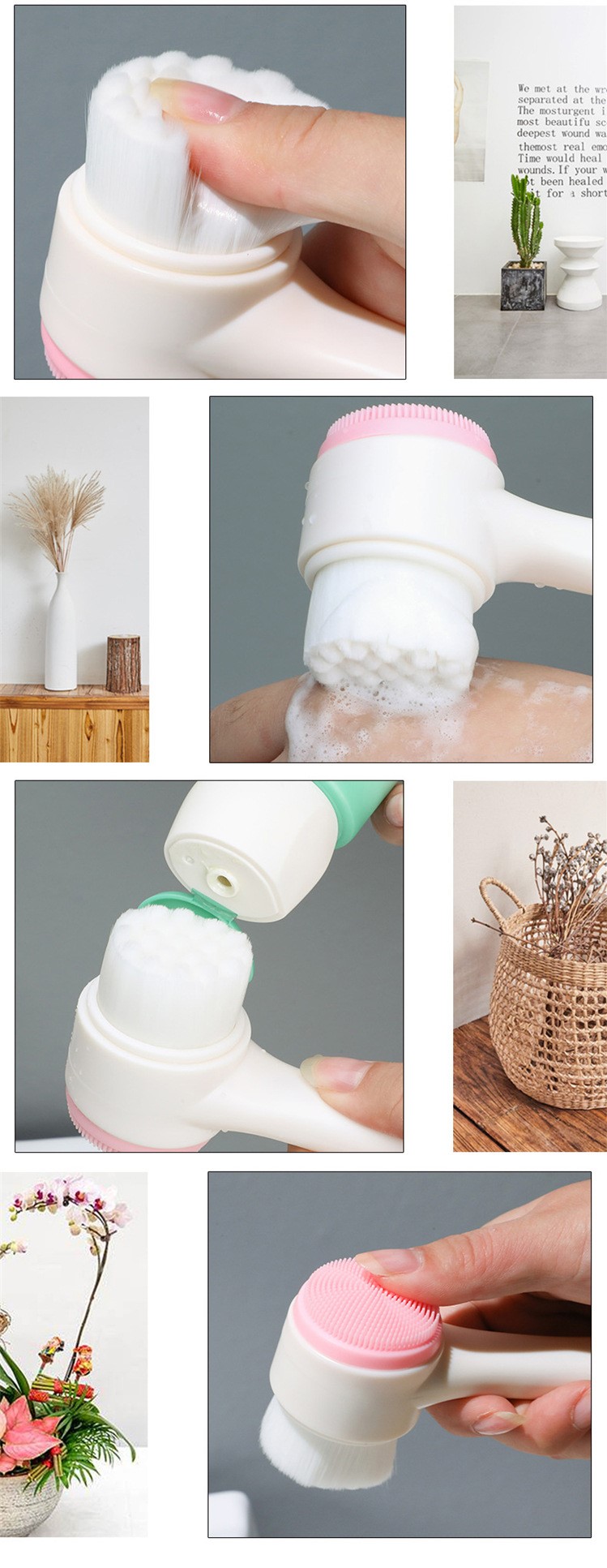 Bàn Chải Rửa Mặt 2 Đầu Silicone