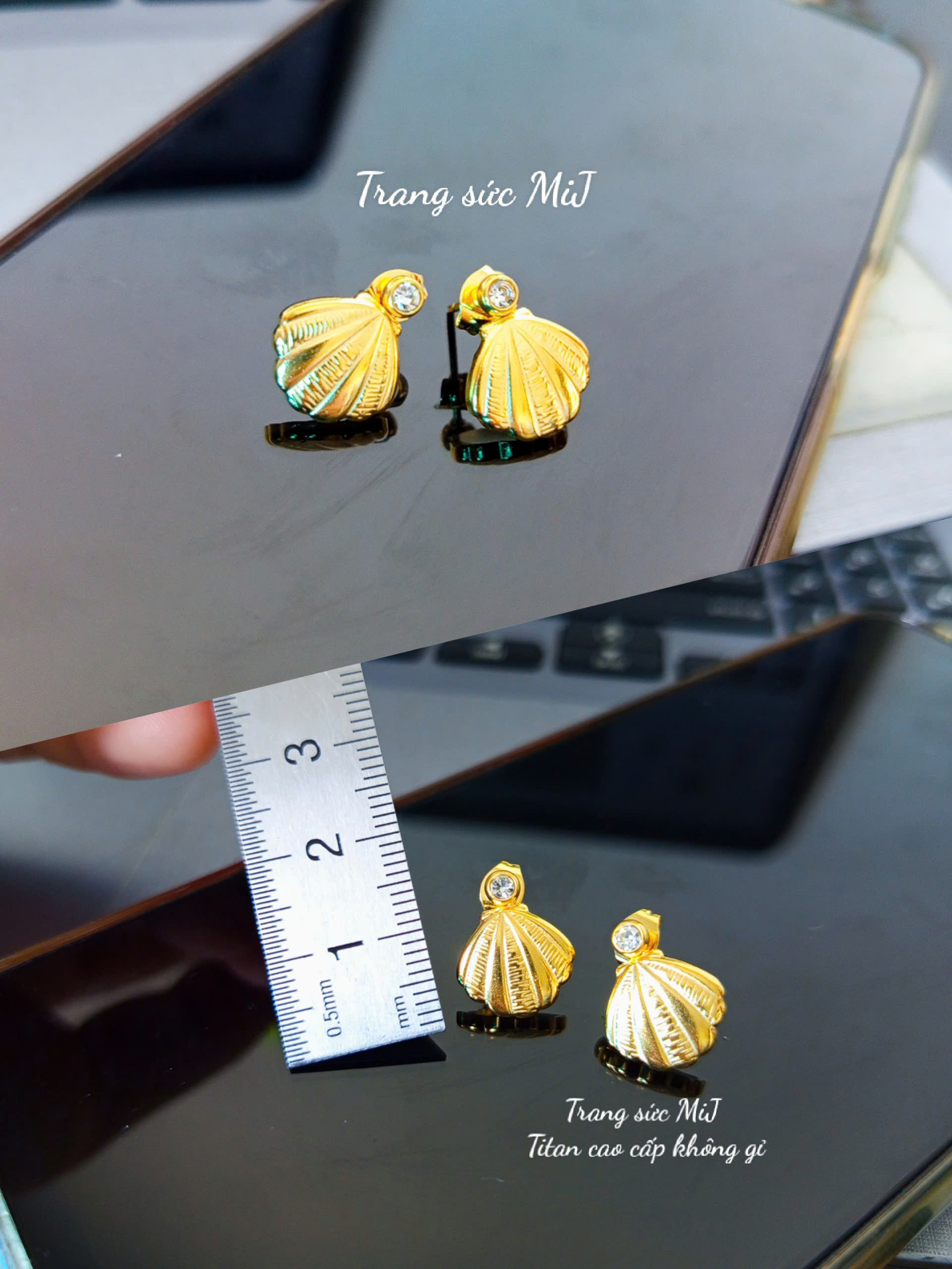 BÔNG TAI TITAN KHÔNG ĐEN CỎ 4 LÁ, BÔNG TAI NỮ THỜI TRANG