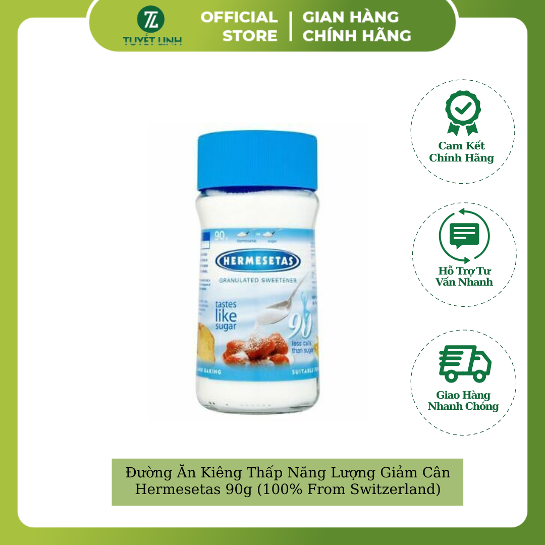 Đường Ăn Kiêng Thấp Năng Lượng Giảm Cân Hermesetas 90g (100% From Switzerland)